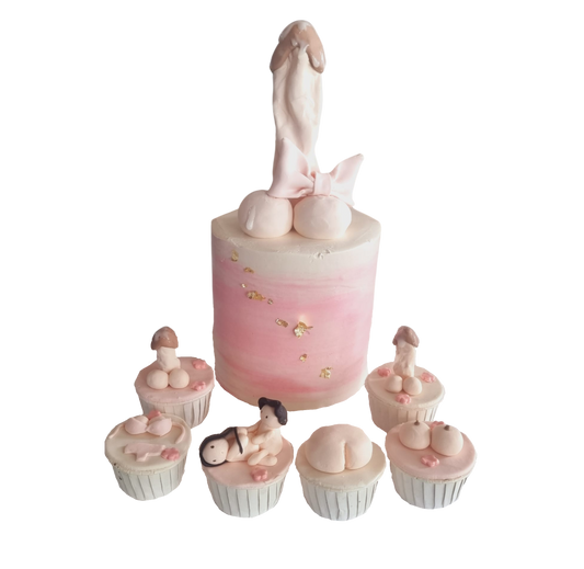 Penis Cake for Hens Night with Cupcakes 2