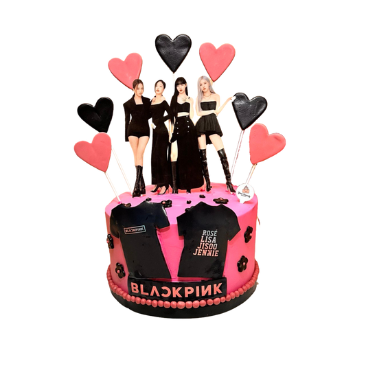 Black Pink Korea Band Theme Customise Cake