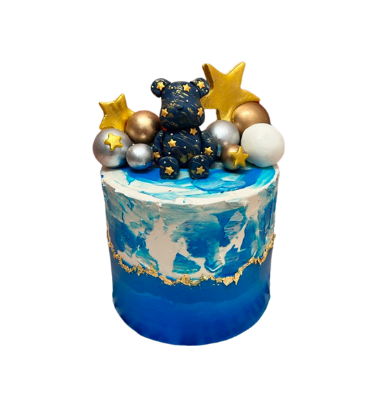 Bear Brick Blue Galaxy Theme Customise Cake