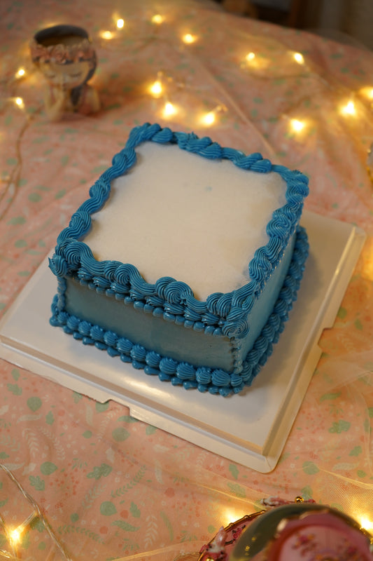 Square Blue Burn Away Cake