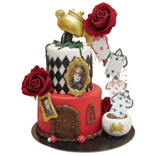 Alice In The Wonderland Two Tier Customised Cake