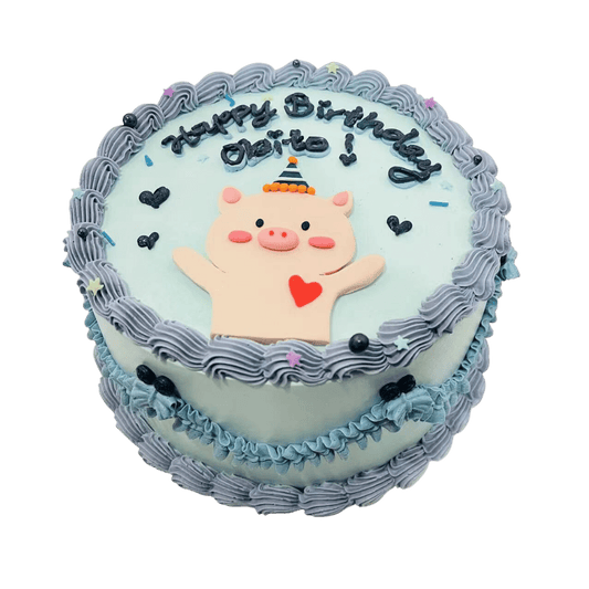 Cute Piggy Blue Cream Cake