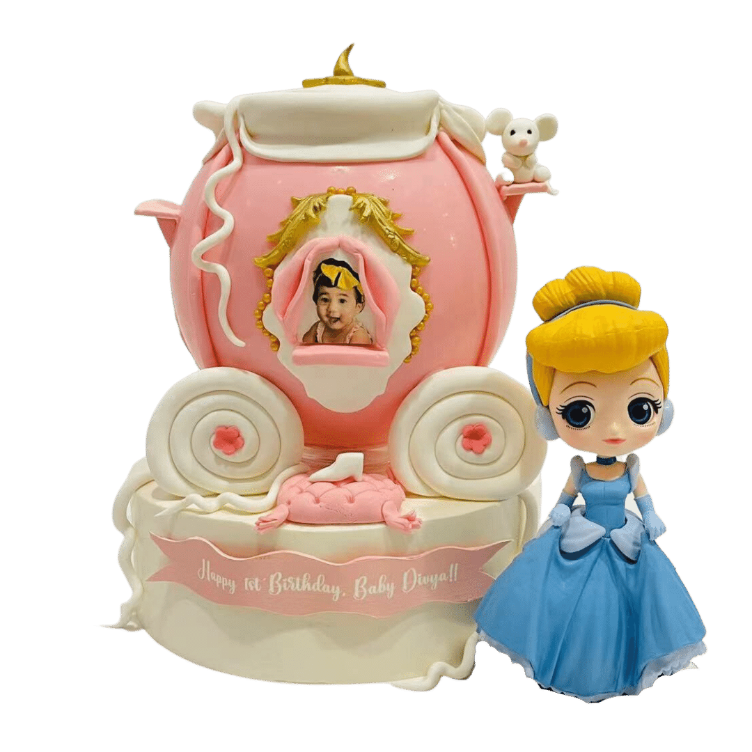 Cinderella Pink Carriage Knock Knock Pinata Cake