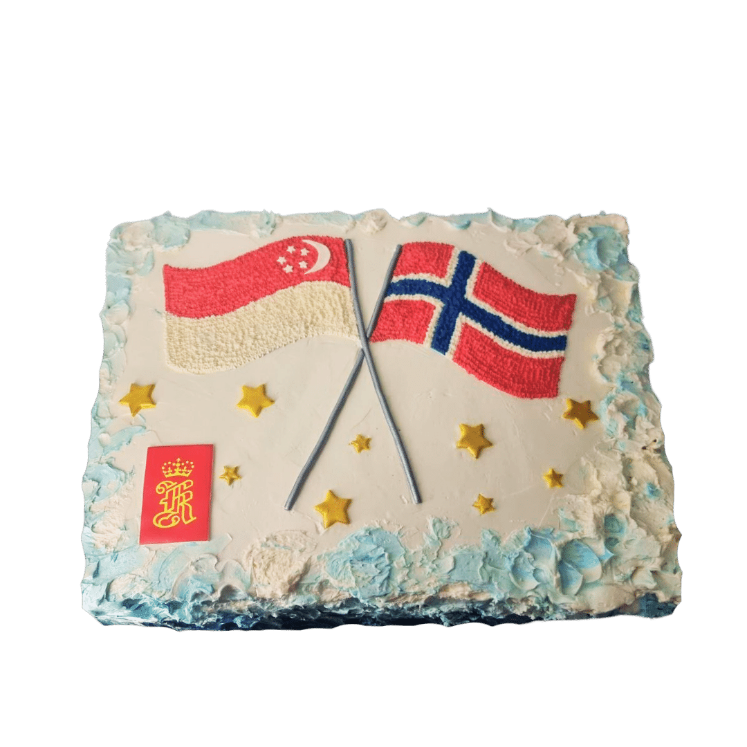 Singapore And Norway Rectangle Corporate Cake