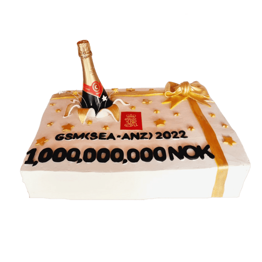 Champagne Gift Box Rectangle Corporate Cake