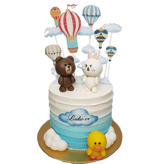 Line Bear Friends Hot Air Balloon Theme Cake