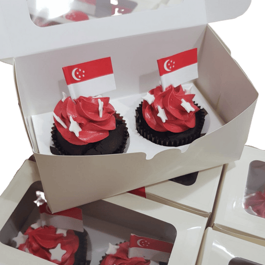 Singapore National Day Cupcakes (MIN ORDER 10 BOX) 1 box contain 2 cupcakes