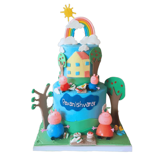 Peppa Pig Family Two Tier Cake