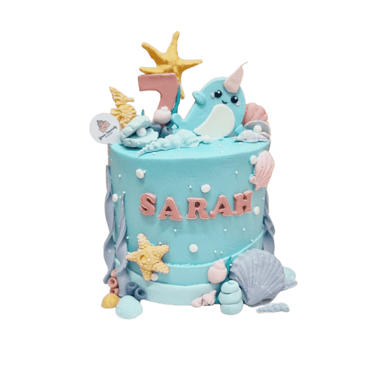 Cute Narwhal Sea Theme Cake