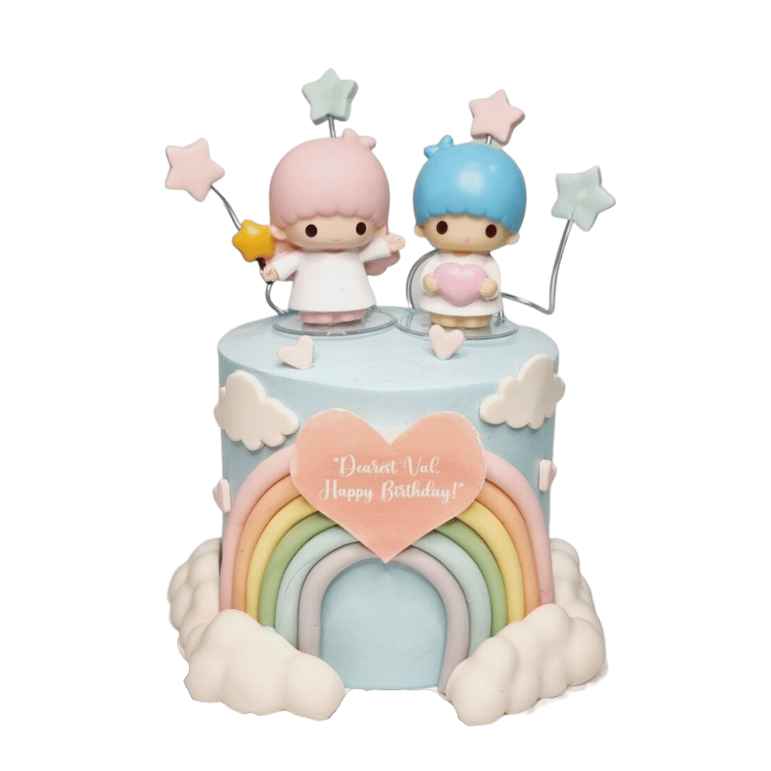 Little Twin Stars Couple Rainbow Cake