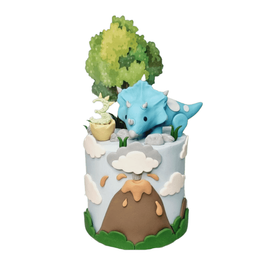 Triceratops Dinosaur Volcano Theme Cake