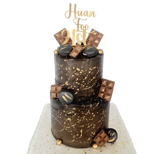 Black And Gold Two Tier Money Pulling Cake