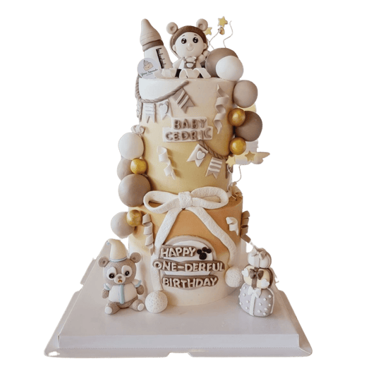Cute Baby One Month Two Tier Birthday Cake