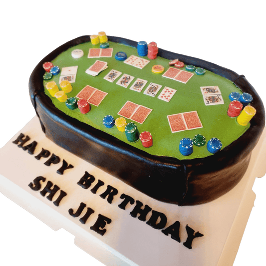 Poker Cards Gambling Table Customise Cake