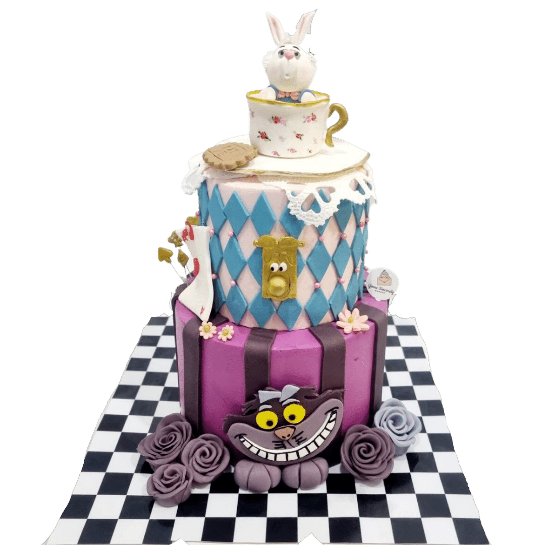 Alice In The Wonderland Design 2 Two Tier Customised Cake