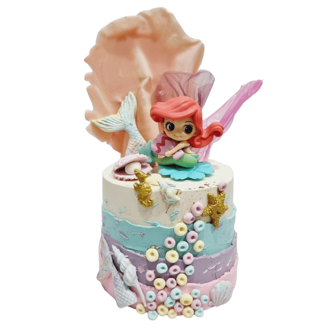 Cute Little Mermaid Pastel Rainbow Cake