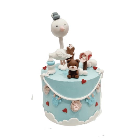 Seagull Stork Carry Child Baby Shower Cake