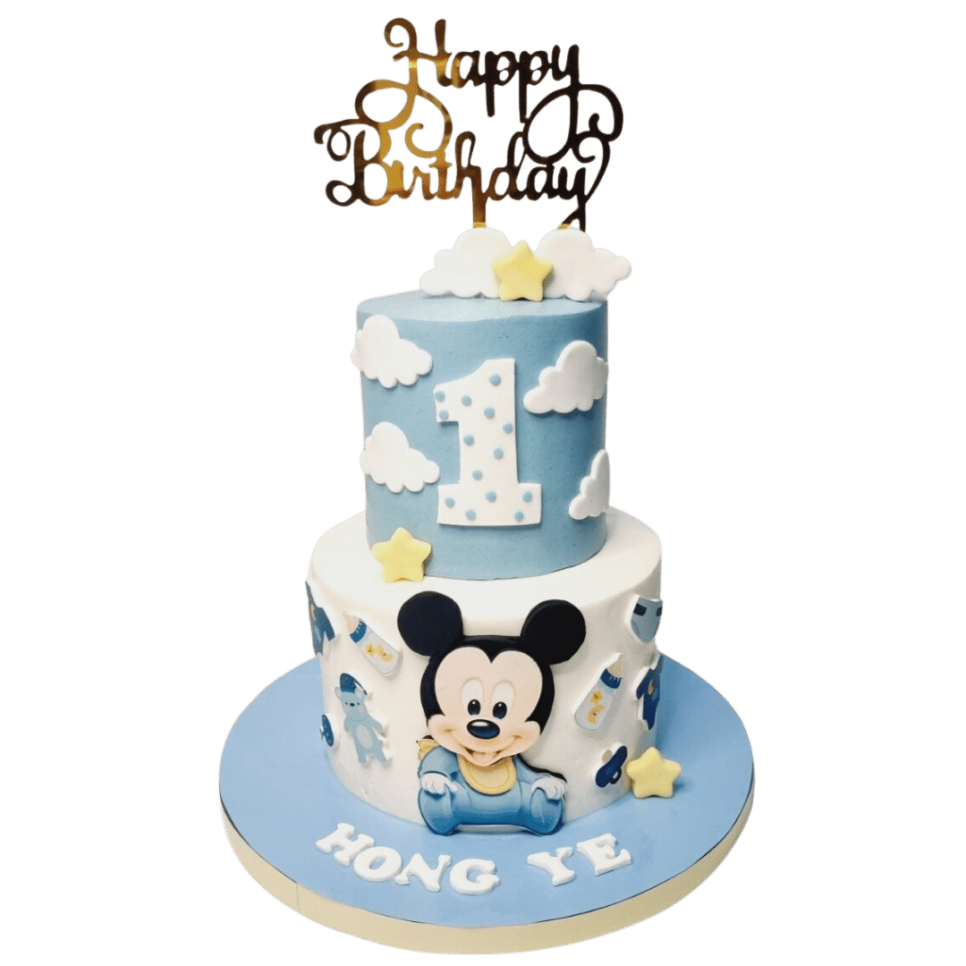 Baby Mickey Mouse First Month Two Tier Cake