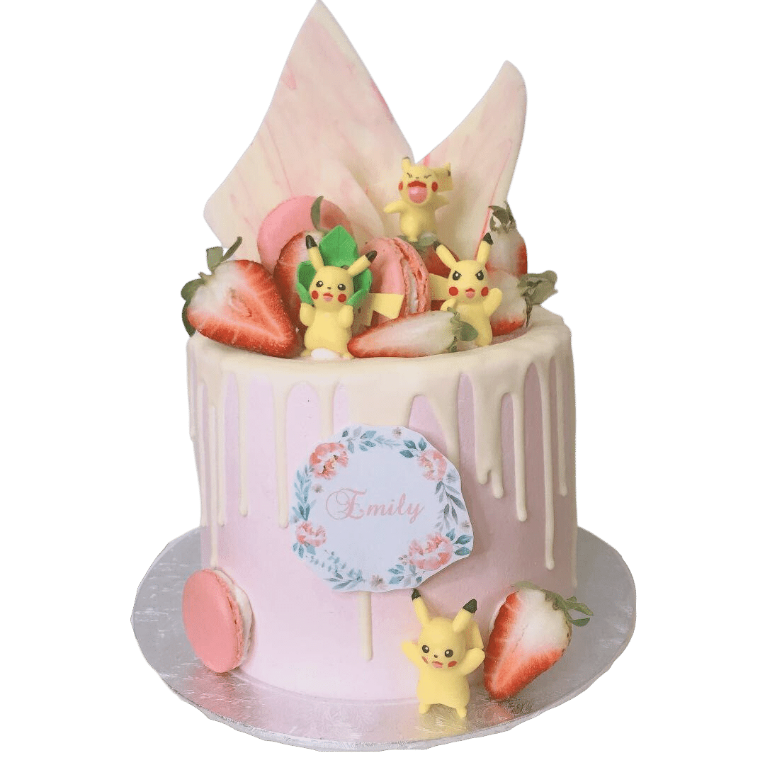 Cute Pikachu Pokemon Sweet Pink Cake
