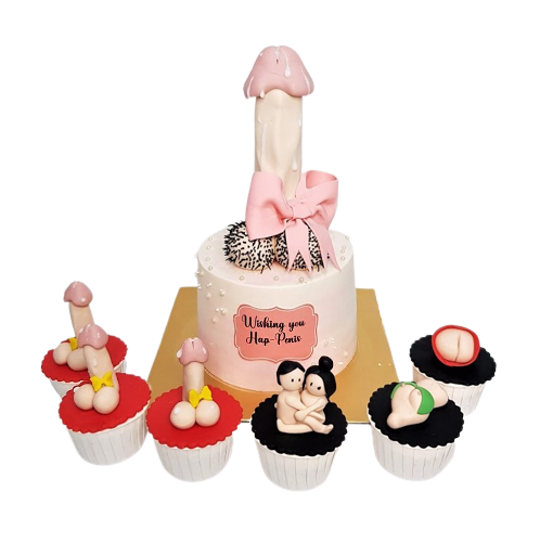 Penis Cake for Hens Night with Cupcakes 3