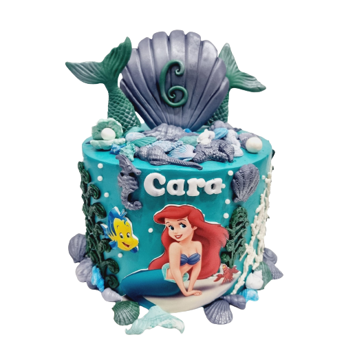 2D Mermaid Ariel Themed Cake