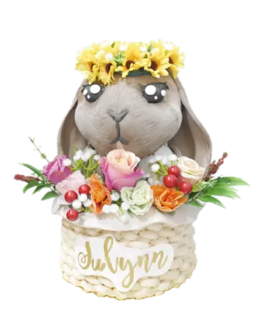 3D Floral Bunny In A Basket Cake