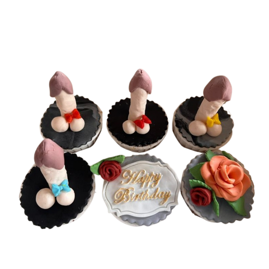 Hens Night Dick & Roses Happy Birthday Cupcakes (6pcs)