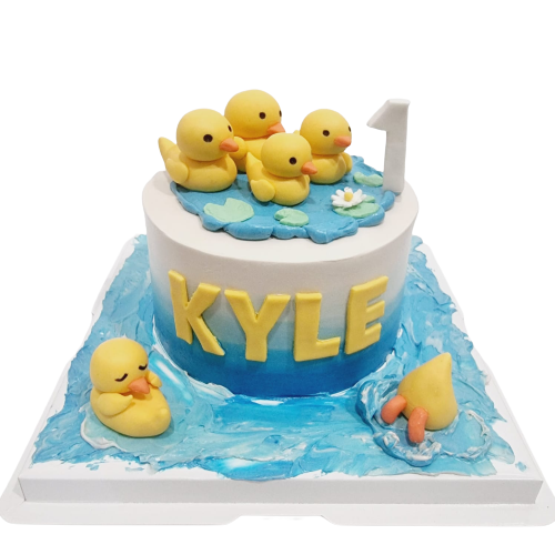 Cute Yellow Duckling Pond Cake