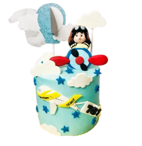 Little Girl Airplane Flight Aeroplane Blue Sky Themed Cake