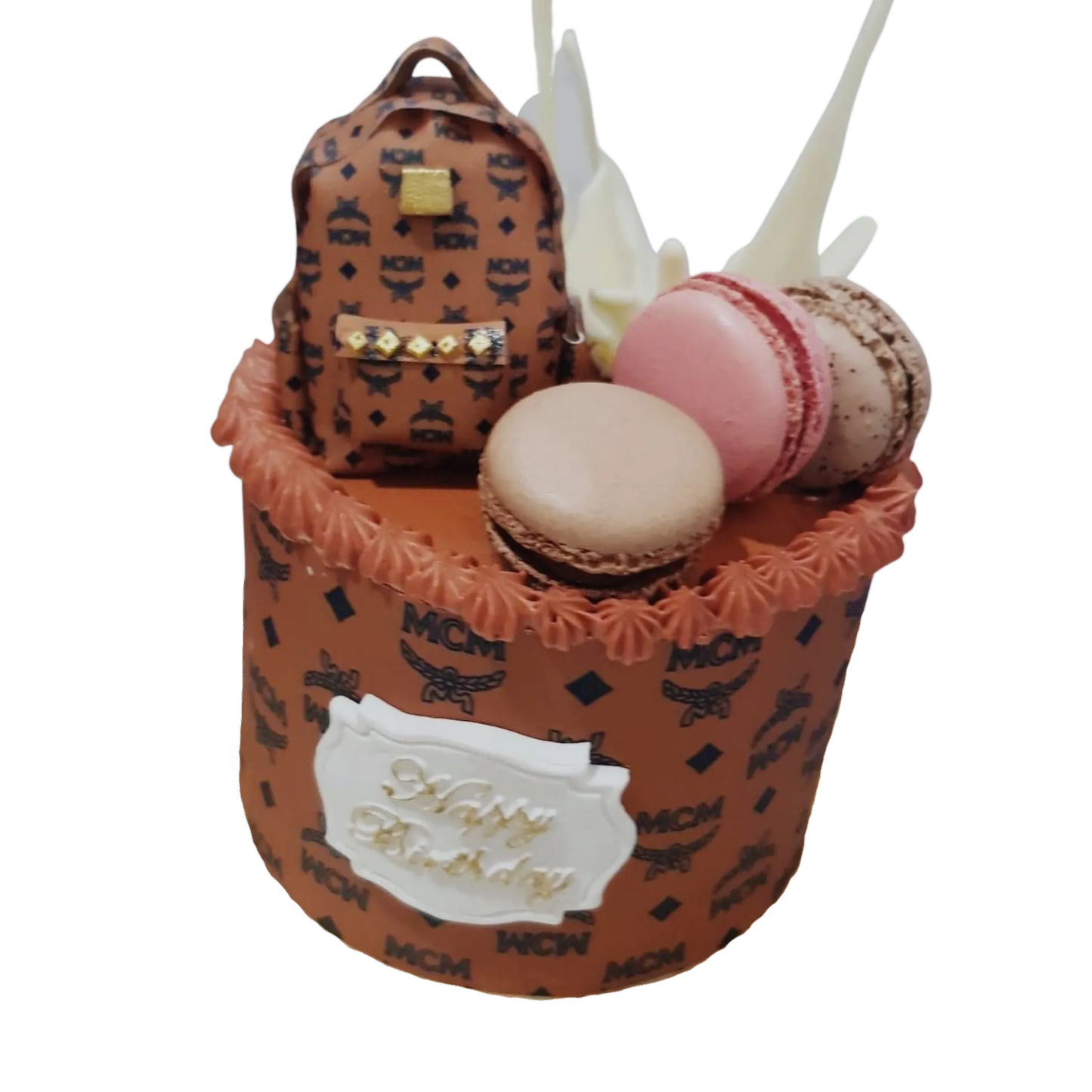 MCM Mini Bag with Macarons Themed Cake