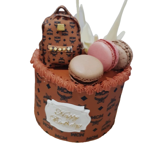 MCM Mini Bag with Macarons Themed Cake