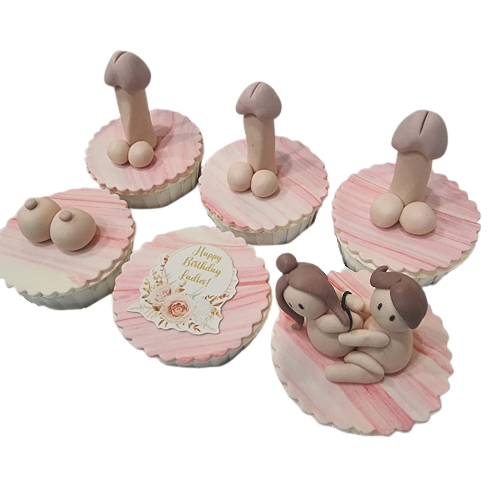 Pink Marble Hens Night Cupcakes (6pcs)