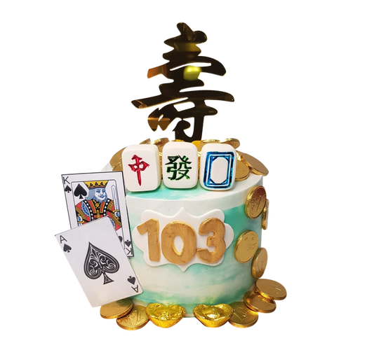 Poker Mahjong Turquoise Money Pulling Cake
