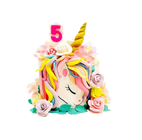 Rainbow Unicorn Floral Cake