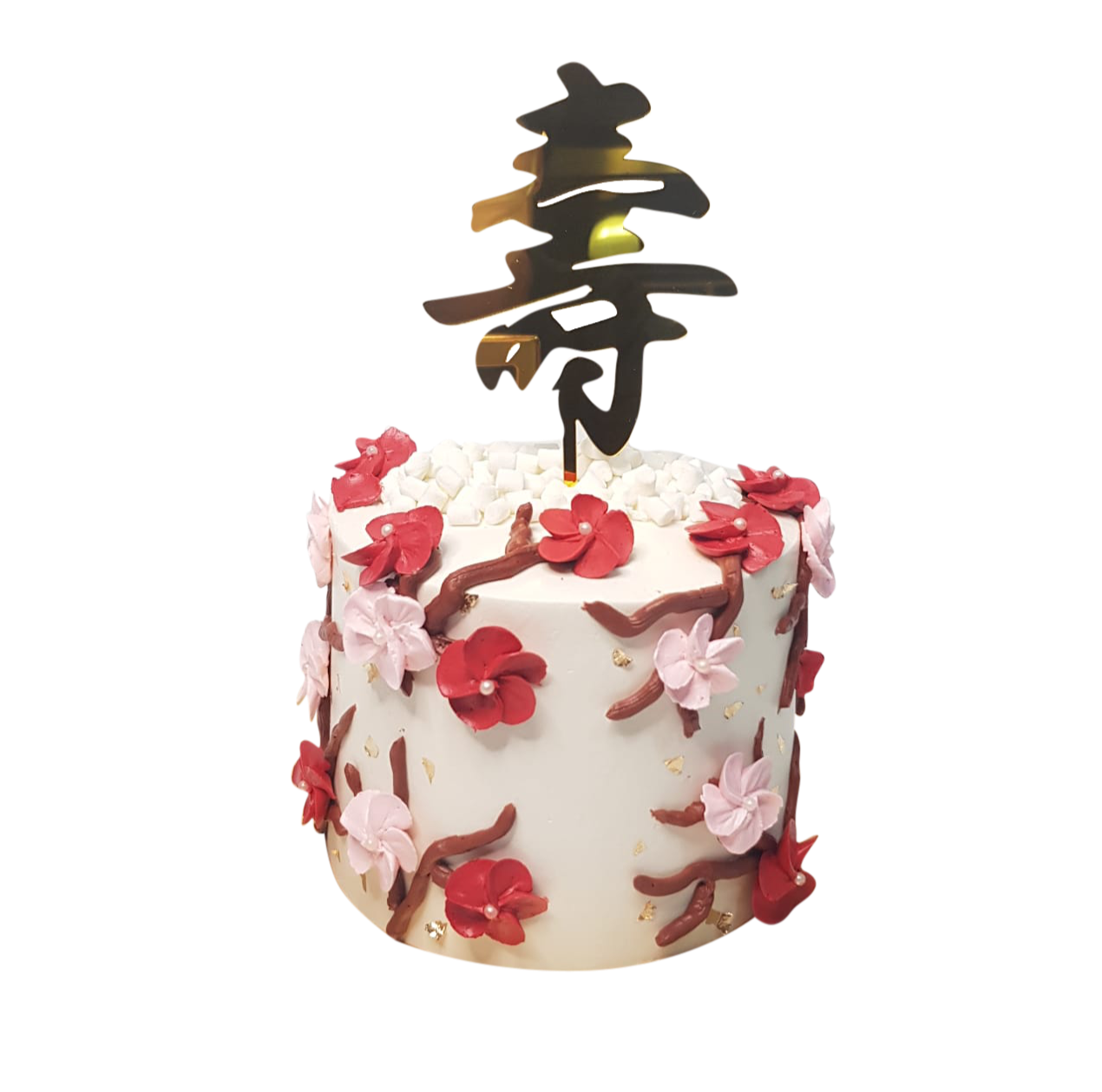 Red And Pink Cream Piping Blossom Tree Money Pulling Cake