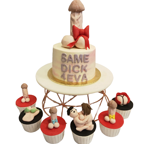 Penis Cake for Hens Night with Cupcakes 1