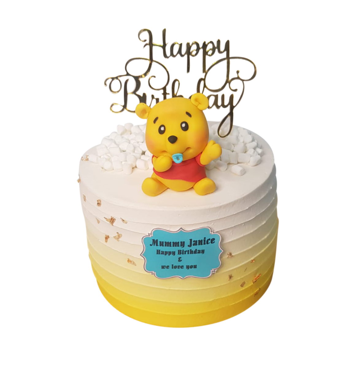 Winnie the Pooh Ombre Yellow Swirl Money Pulling Cake